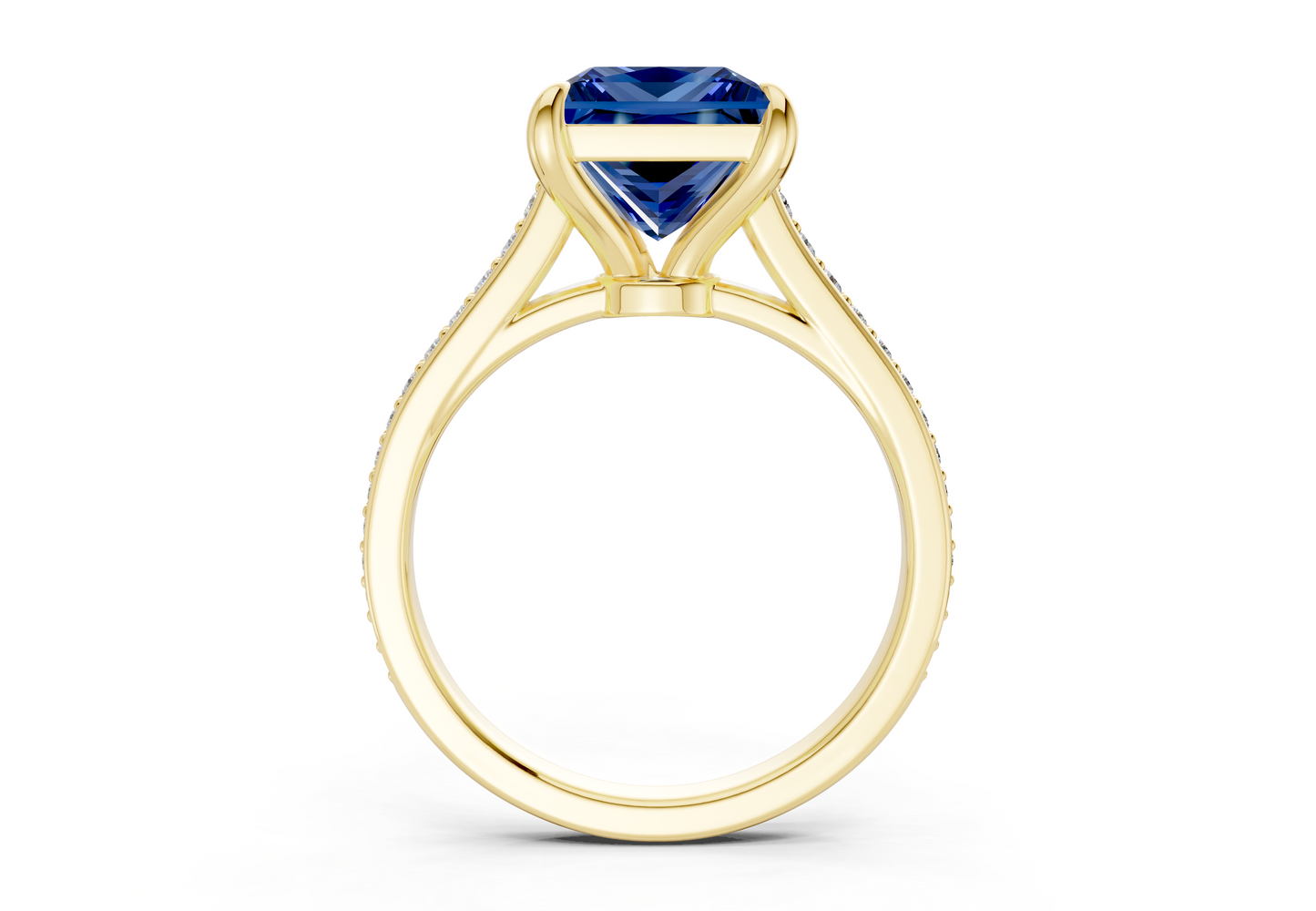 Adeline Sapphire Gemstone Pave Princess Cut 2mm Engagement Ring