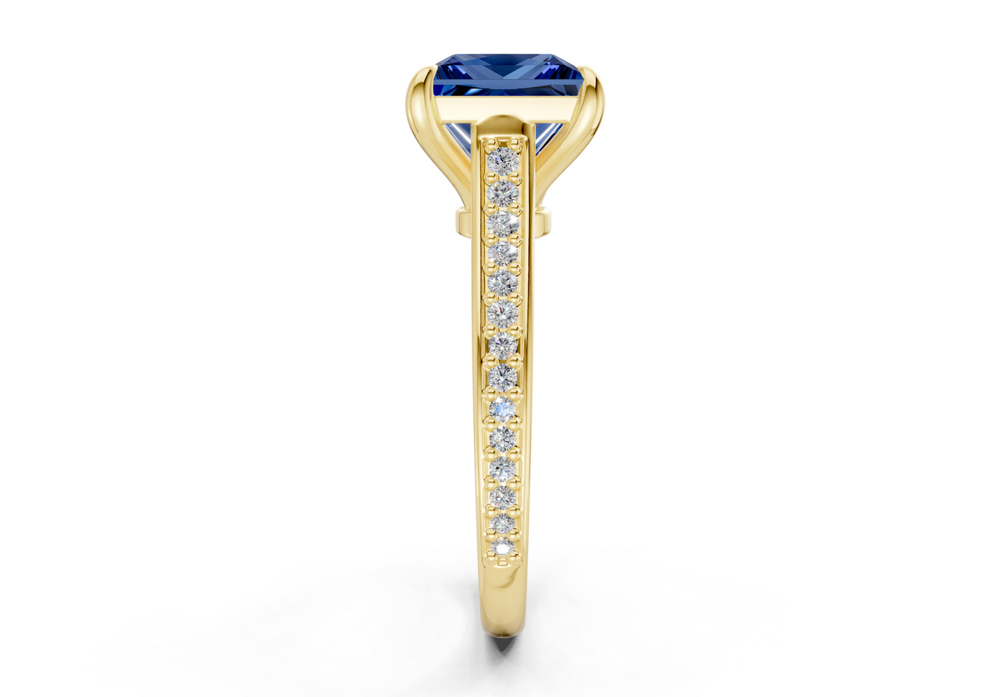 Adeline Sapphire Gemstone Pave Princess Cut 2mm Engagement Ring