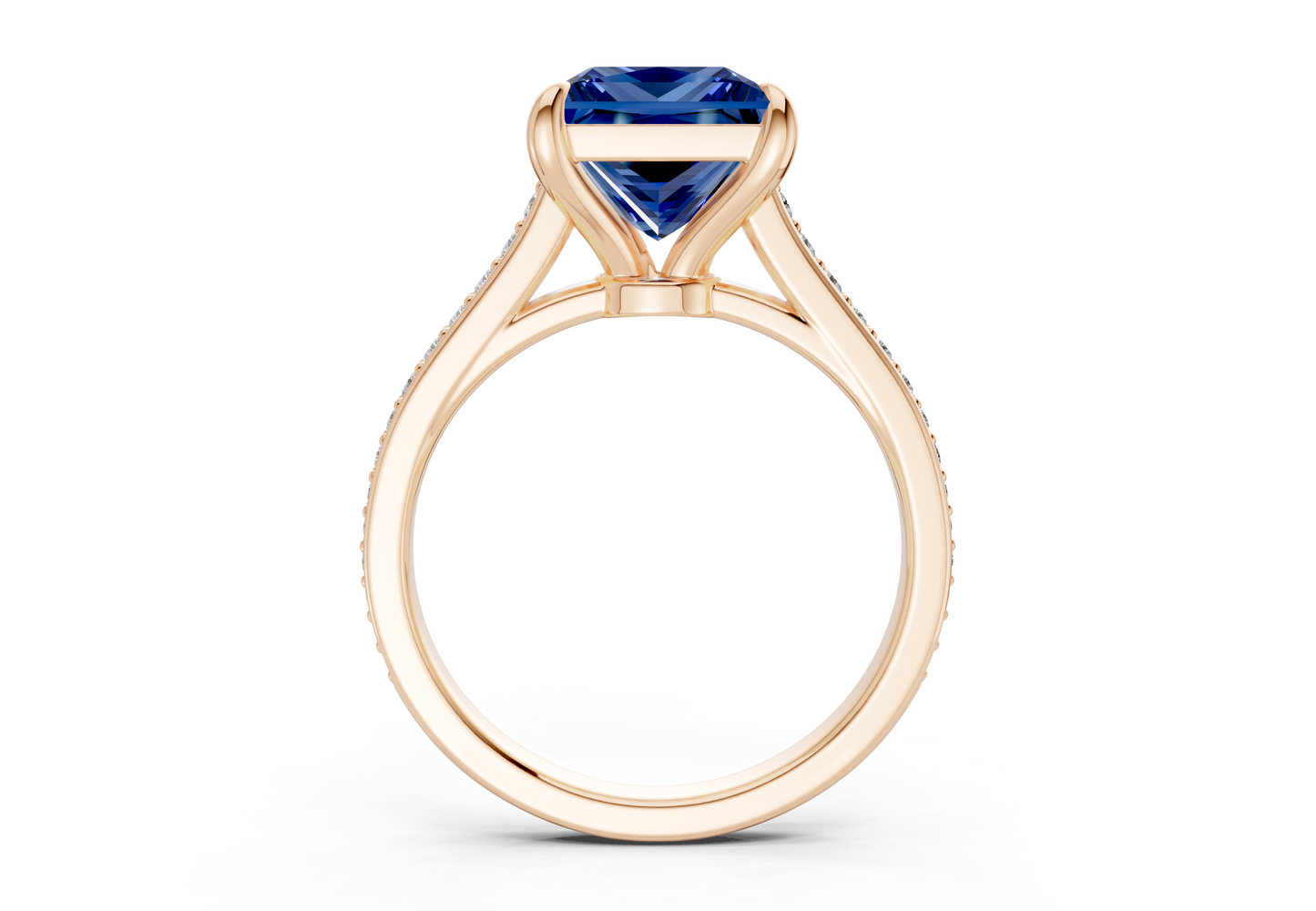 Adeline Sapphire Gemstone Pave Princess Cut 2mm Engagement Ring