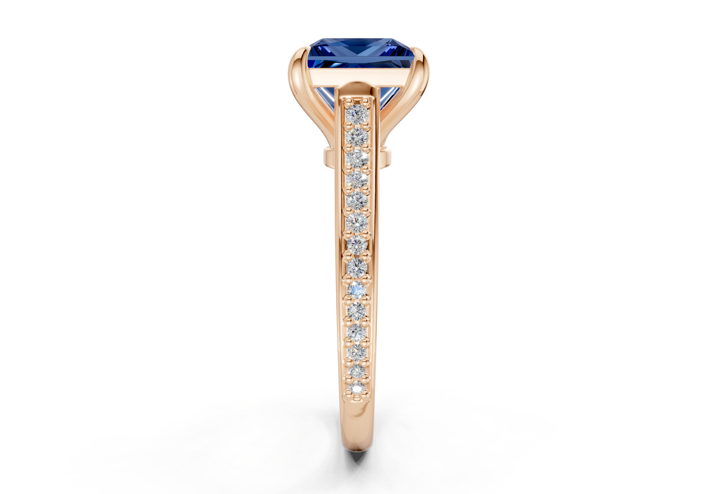 Adeline Sapphire Gemstone Pave Princess Cut 2mm Engagement Ring
