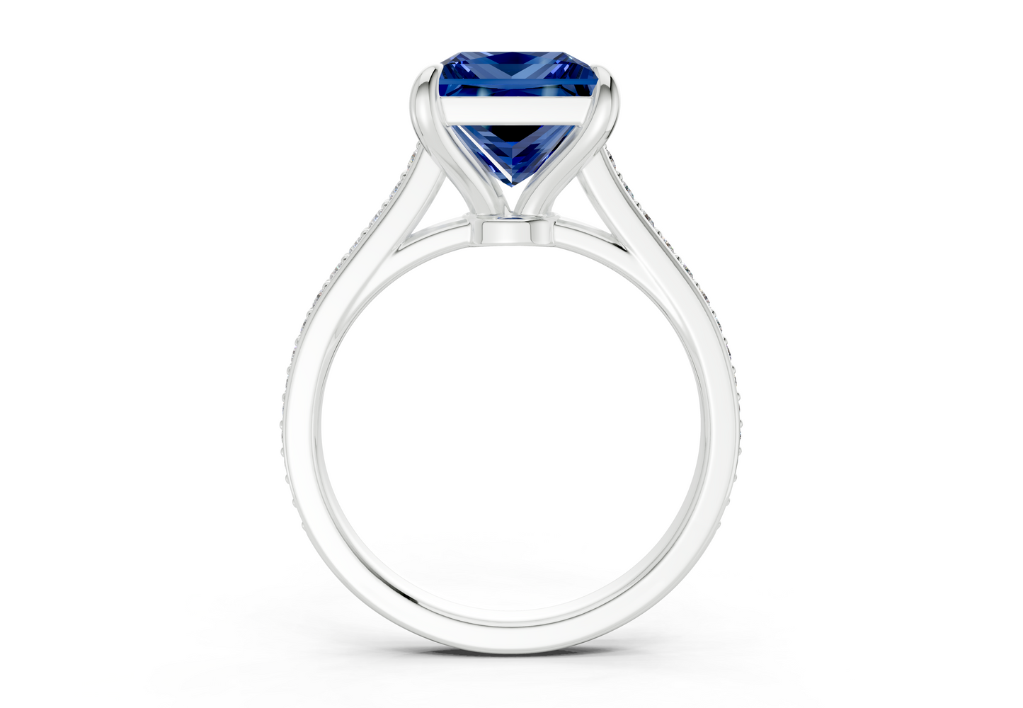 Adeline Sapphire Gemstone Pave Princess Cut 2mm Engagement Ring