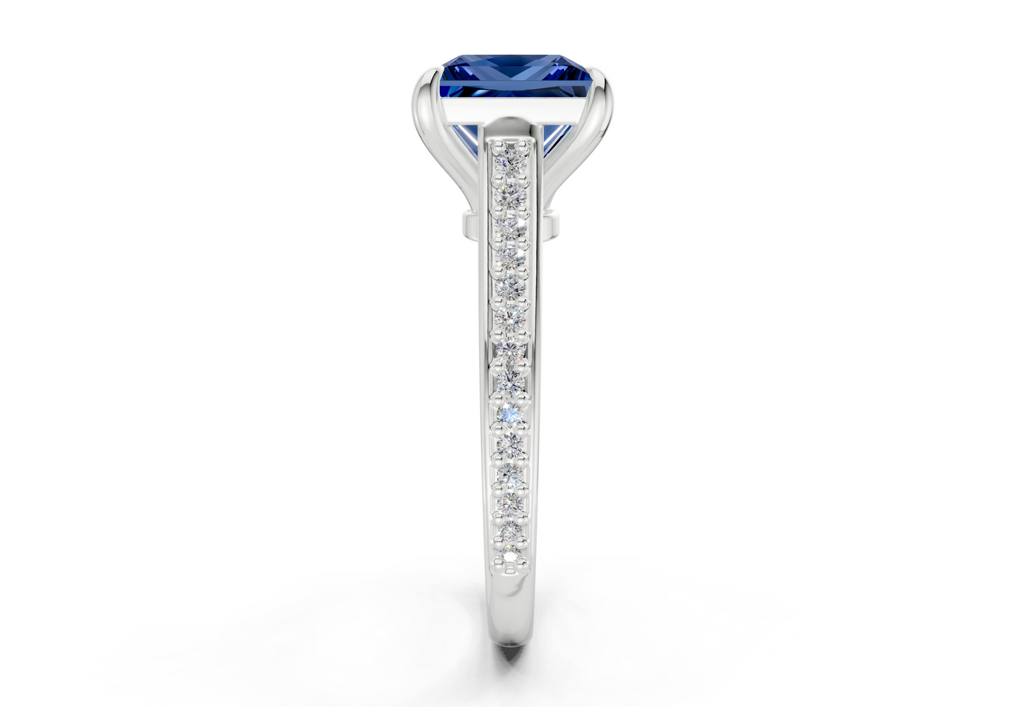 Adeline Sapphire Gemstone Pave Princess Cut 2mm Engagement Ring