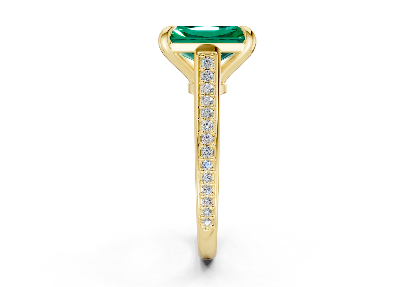 Adeline Emerald Gemstone Pave Radiant Cut 2mm Engagement Ring