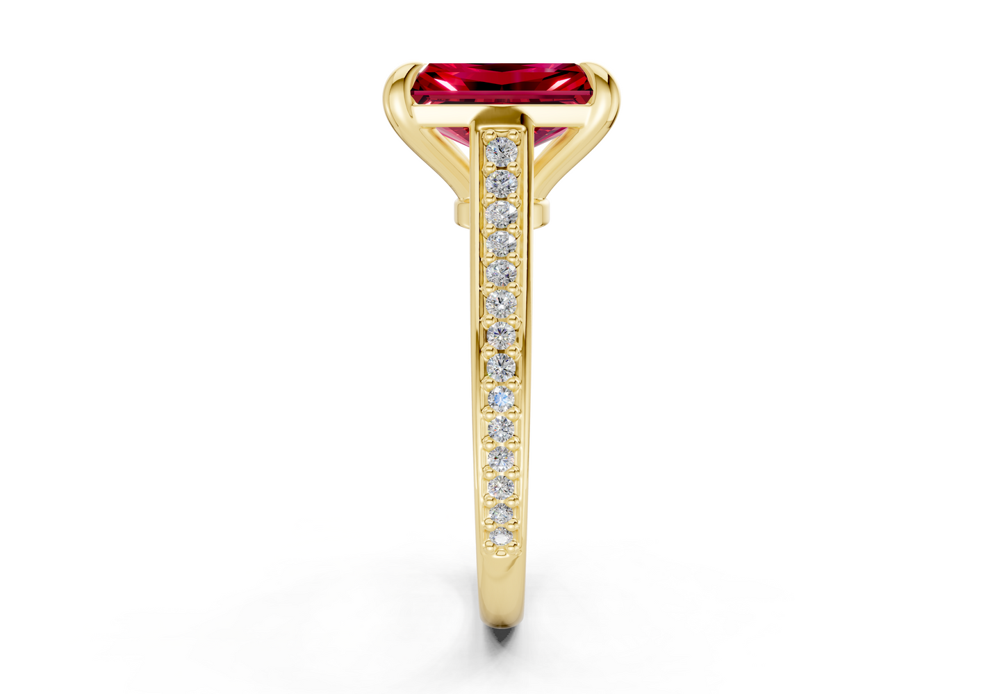 Adeline Ruby Gemstone Pave Radiant Cut 2mm Engagement Ring