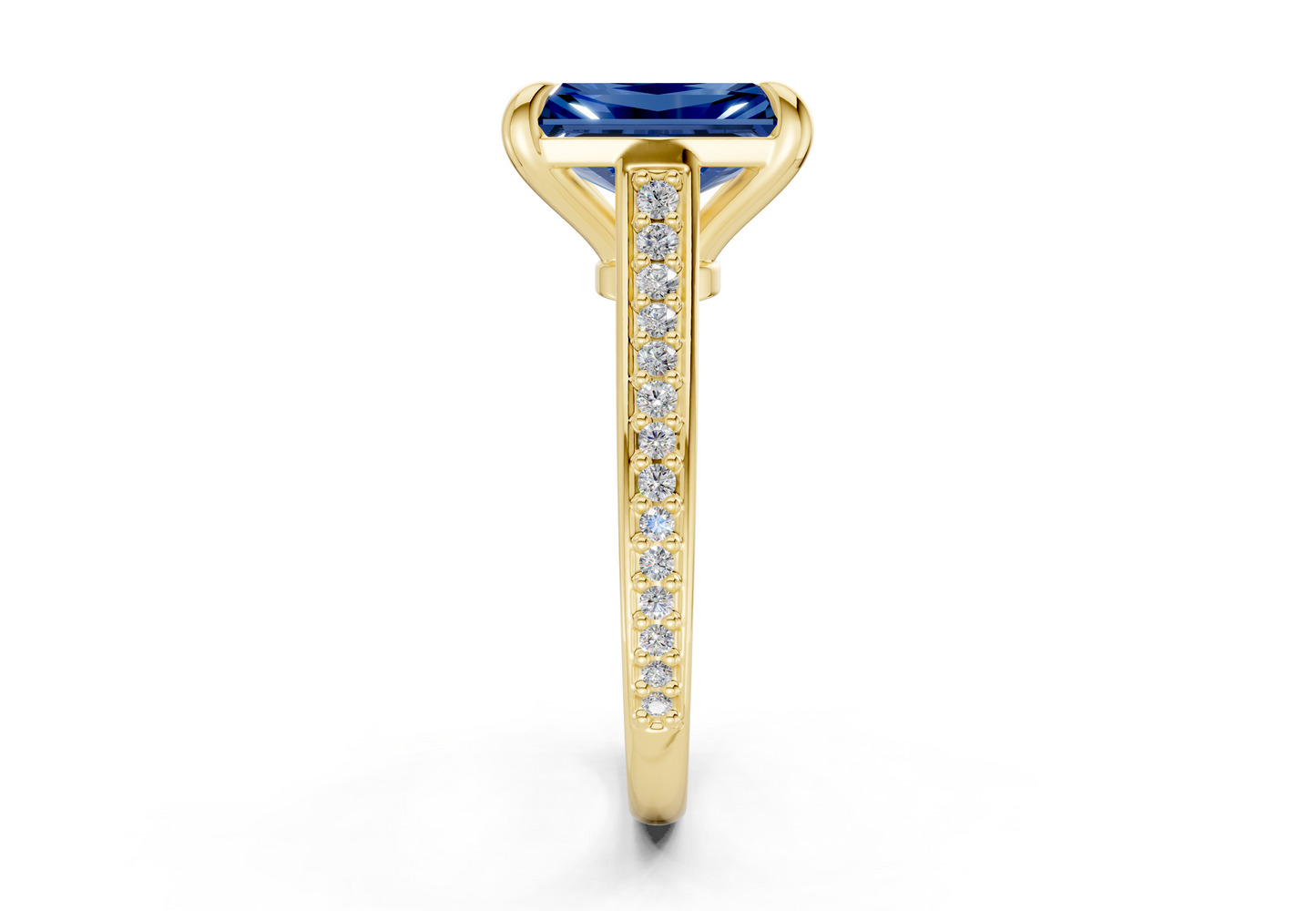 Adeline Sapphire Gemstone Pave Radiant Cut 2mm Engagement Ring
