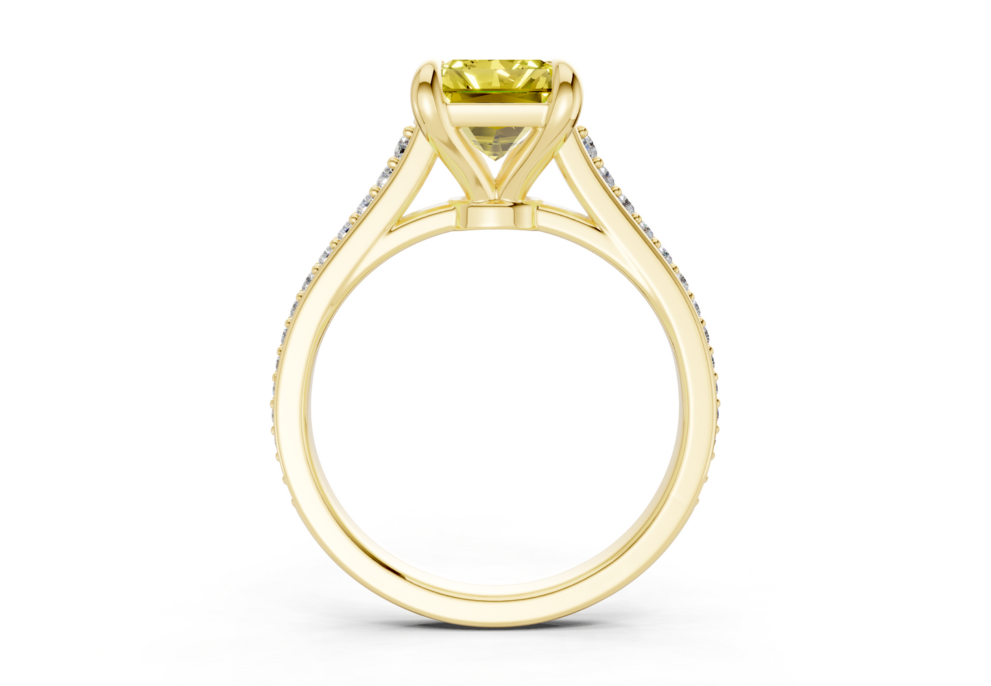 Adeline Yellow Diamond Pave Radiant Cut 2mm Engagement Ring