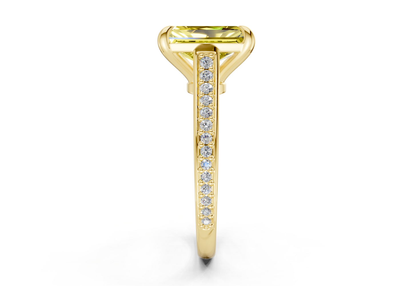 Adeline Yellow Diamond Pave Radiant Cut 2mm Engagement Ring
