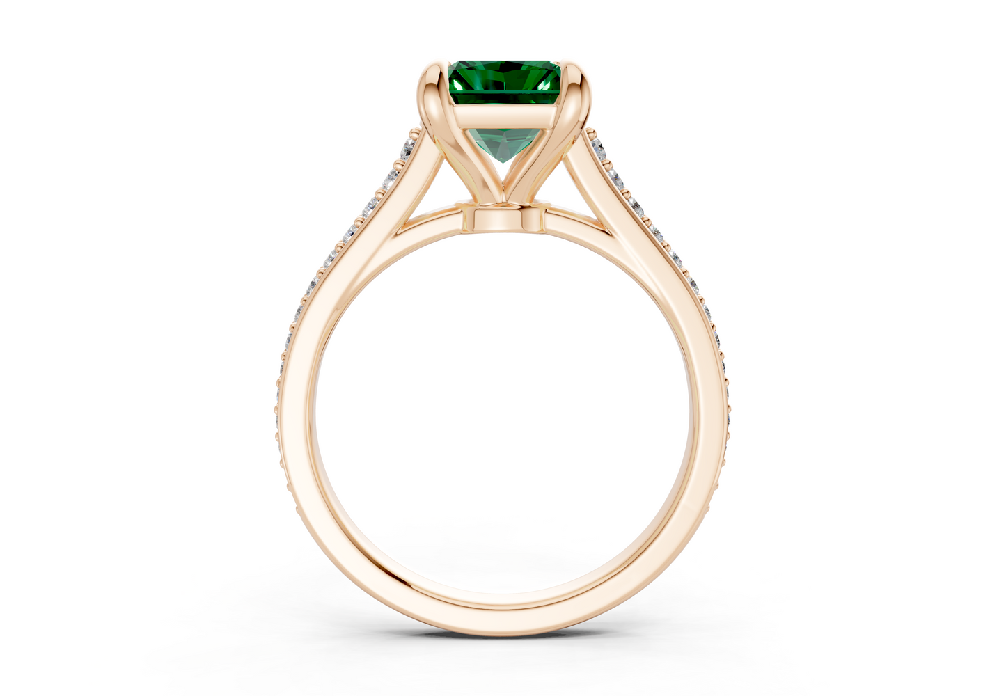Adeline Emerald Gemstone Pave Radiant Cut 2mm Engagement Ring