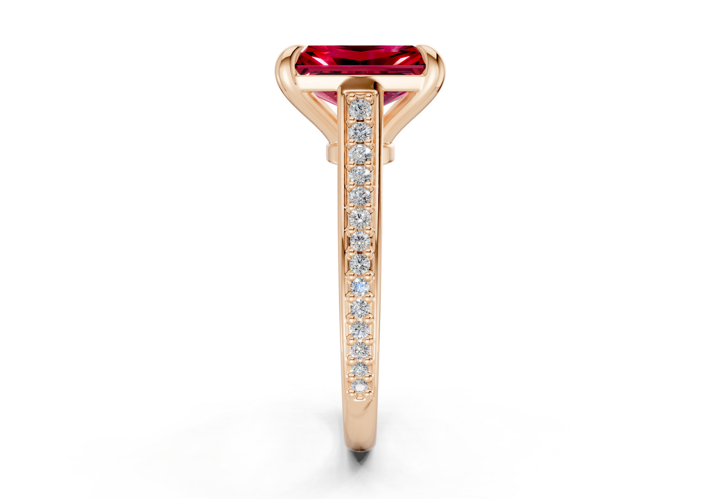 Adeline Ruby Gemstone Pave Radiant Cut 2mm Engagement Ring