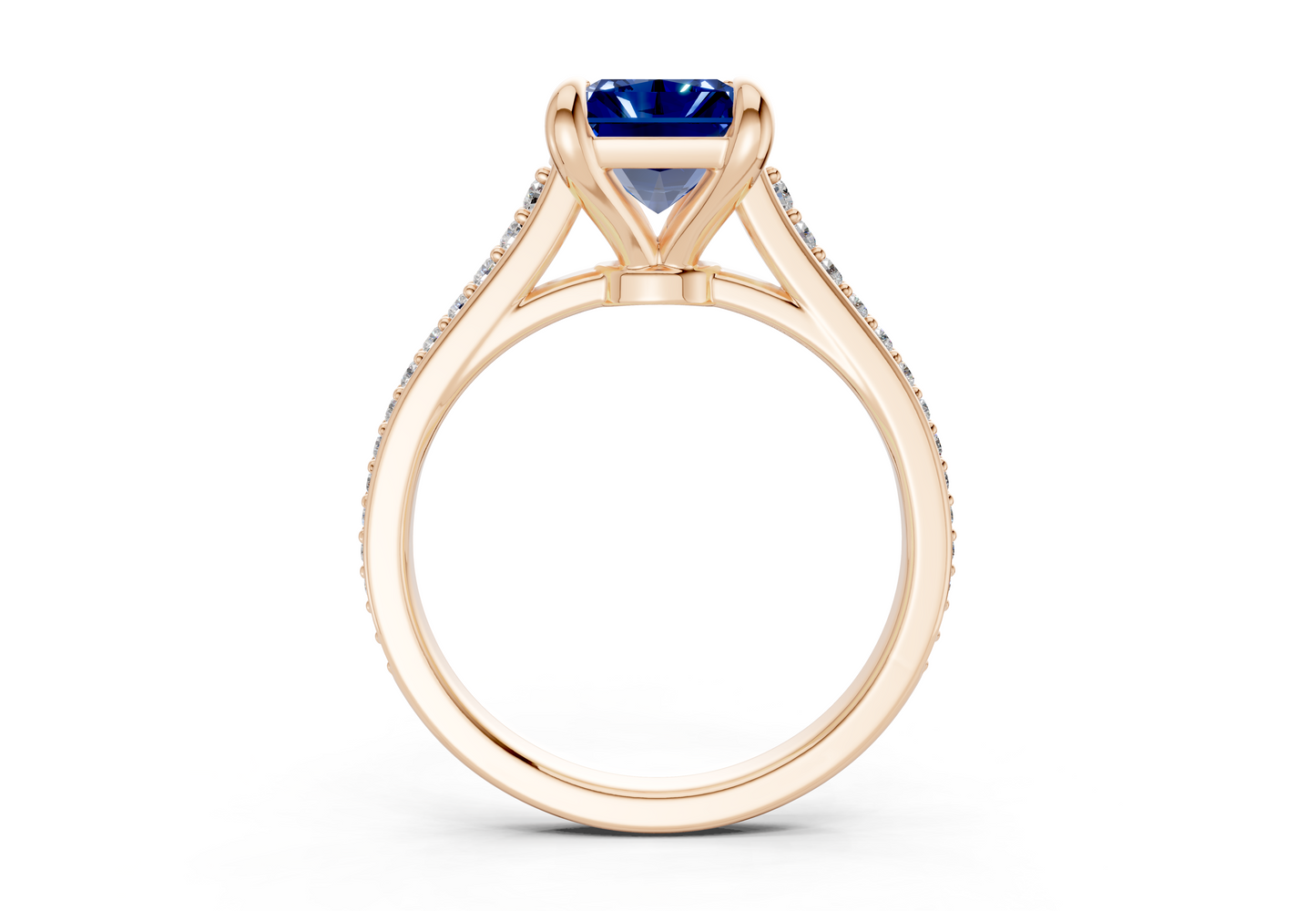 Adeline Sapphire Gemstone Pave Radiant Cut 2mm Engagement Ring
