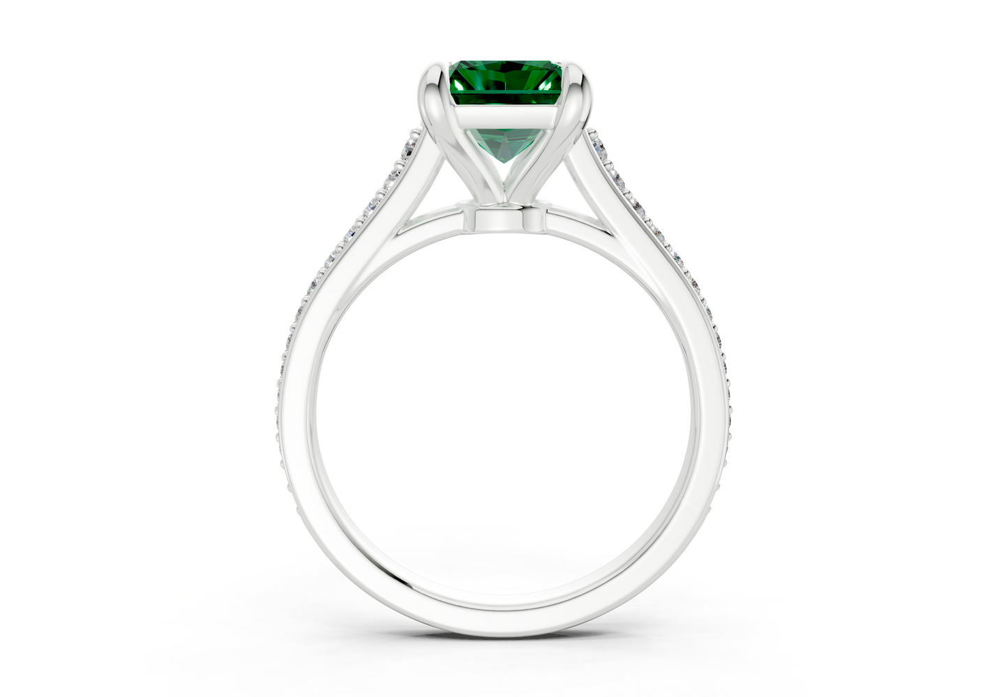 Adeline Emerald Gemstone Pave Radiant Cut 2mm Engagement Ring