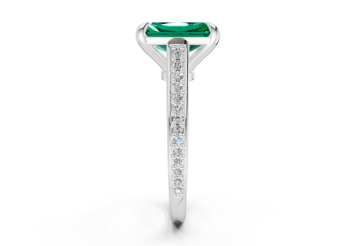 Adeline Emerald Gemstone Pave Radiant Cut 2mm Engagement Ring