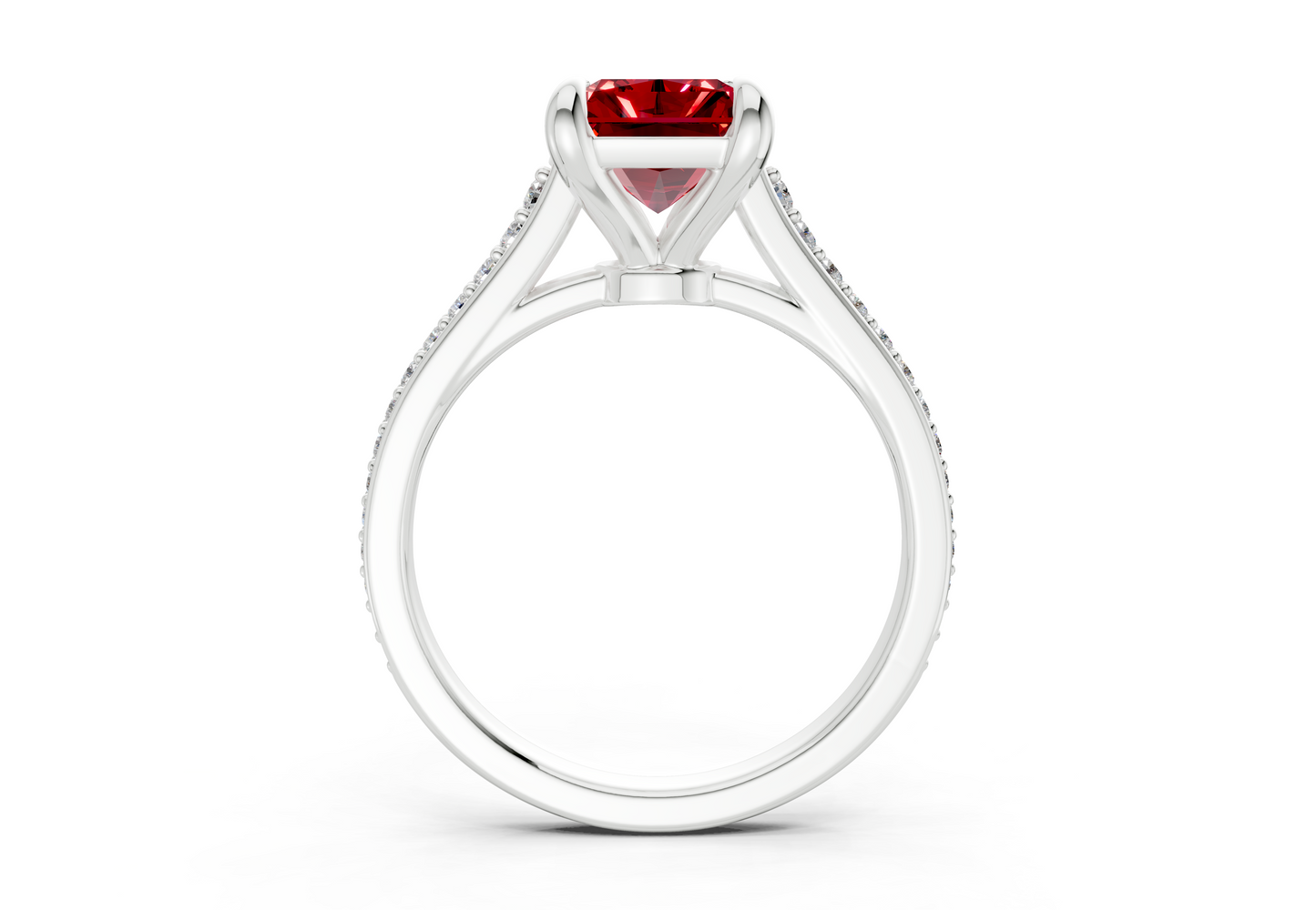 Adeline Ruby Gemstone Pave Radiant Cut 2mm Engagement Ring