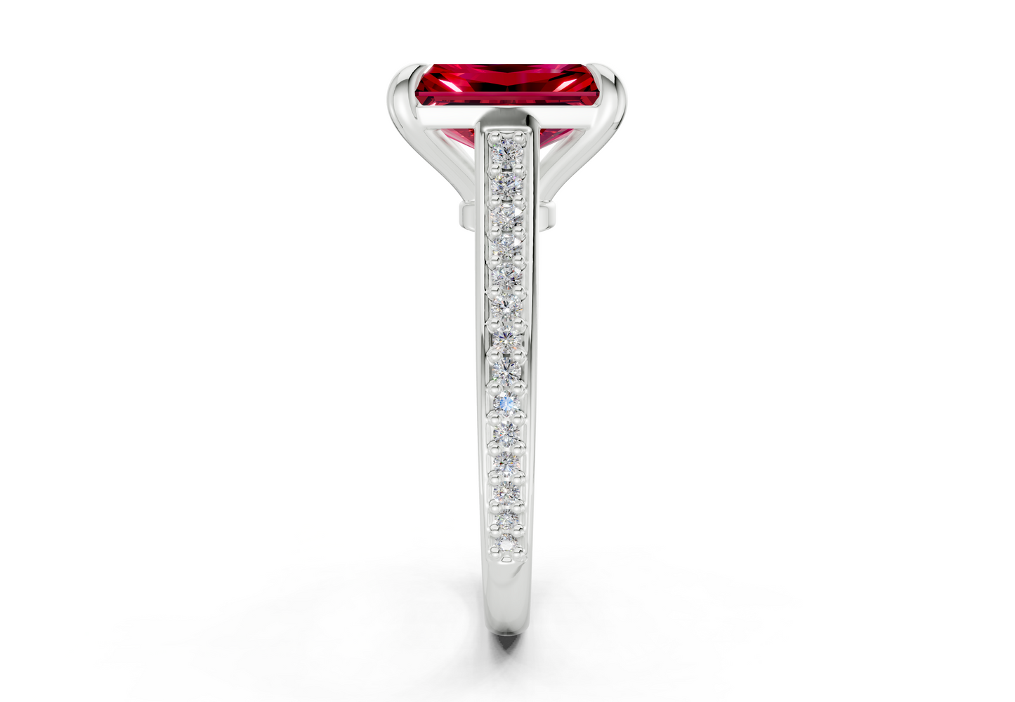Adeline Ruby Gemstone Pave Radiant Cut 2mm Engagement Ring