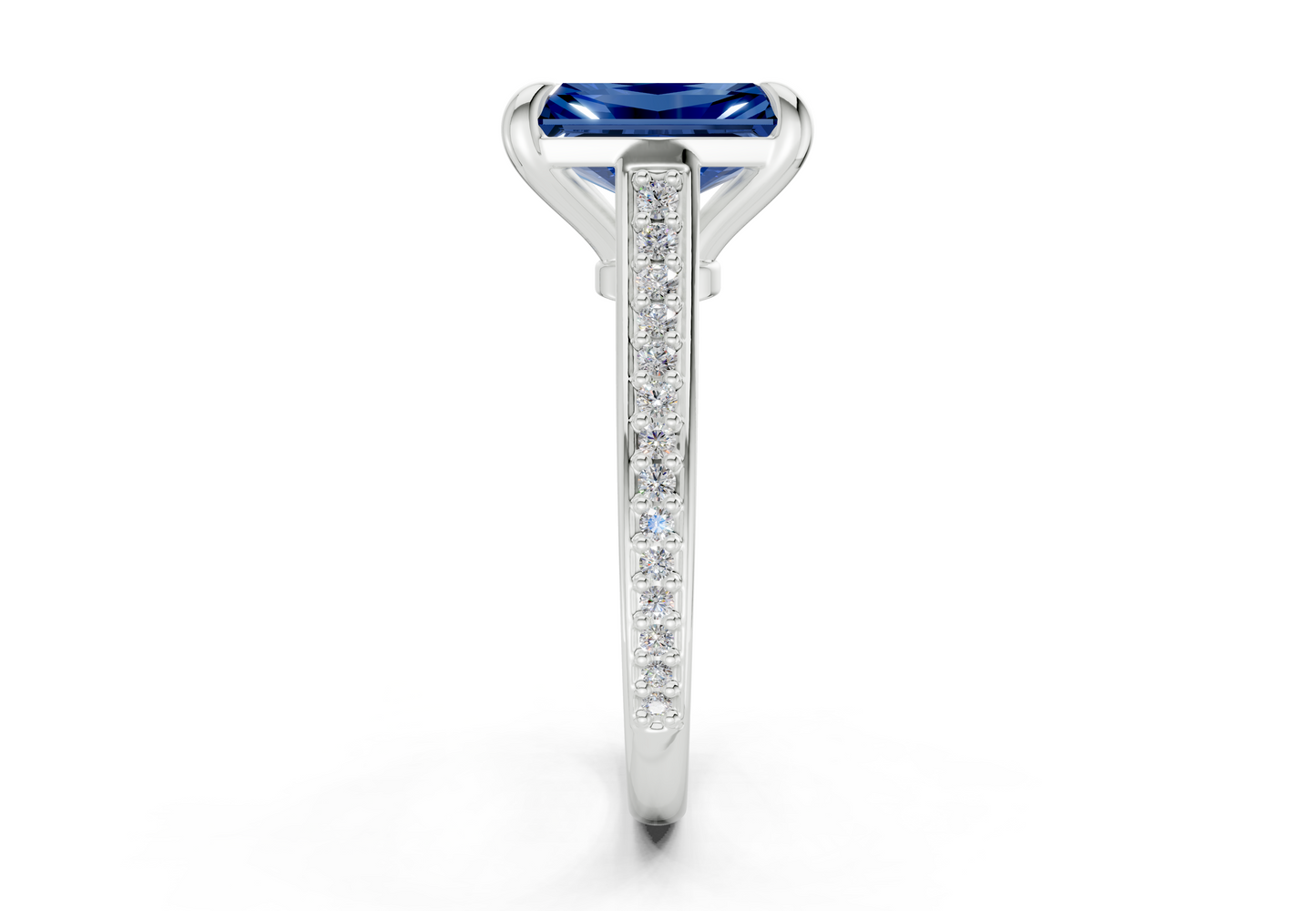 Adeline Sapphire Gemstone Pave Radiant Cut 2mm Engagement Ring