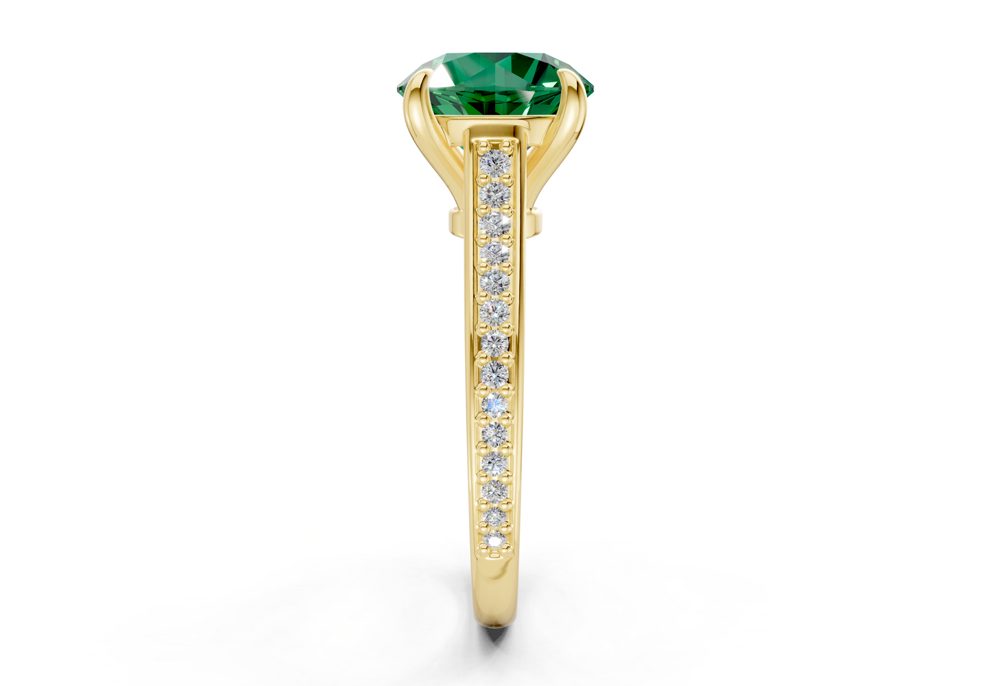 Adeline Emerald Gemstone Pave Round Cut 2mm Engagement Ring