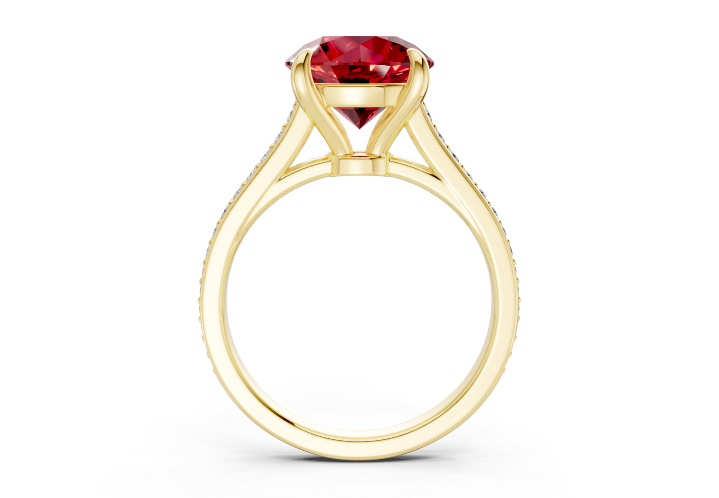 Adeline Ruby Gemstone Pave Round Cut 2mm Engagement Ring