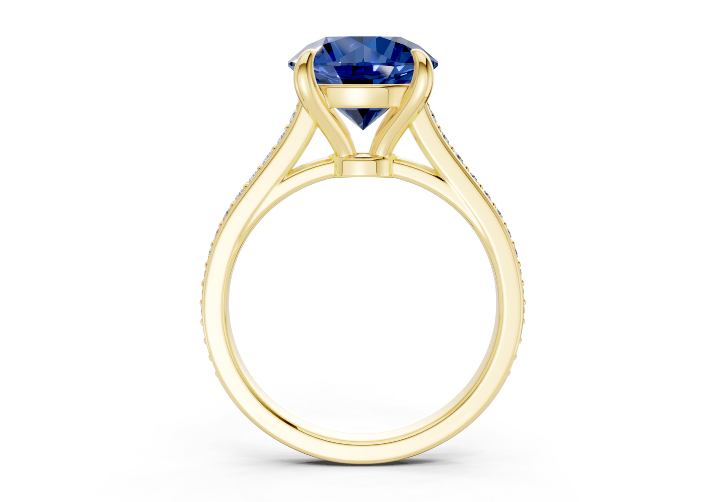 Adeline Sapphire Gemstone Pave Round Cut 2mm Engagement Ring