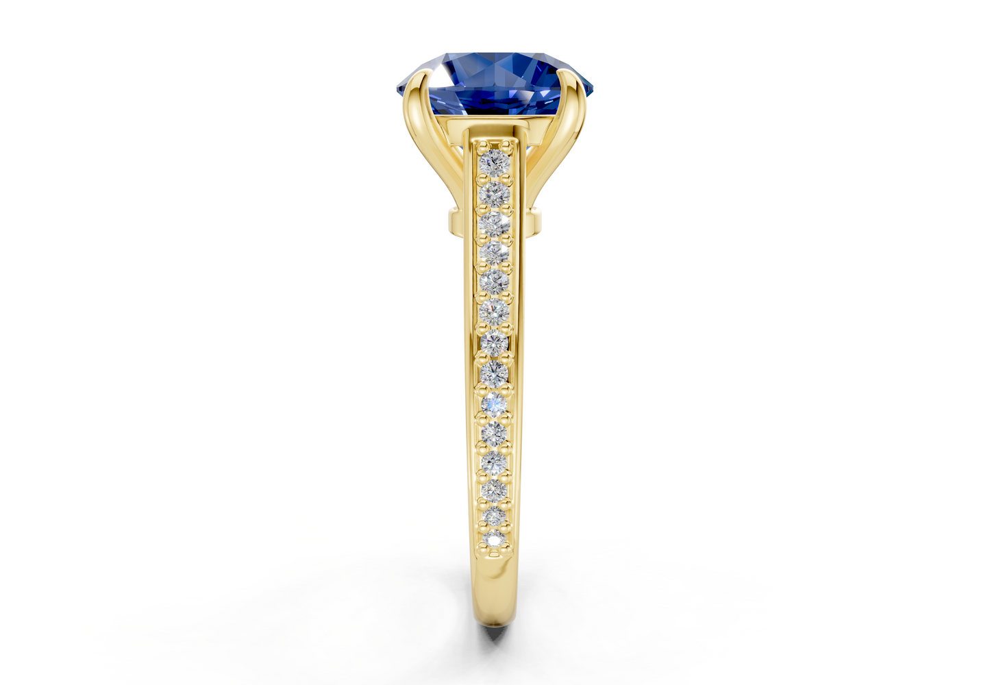 Adeline Sapphire Gemstone Pave Round Cut 2mm Engagement Ring