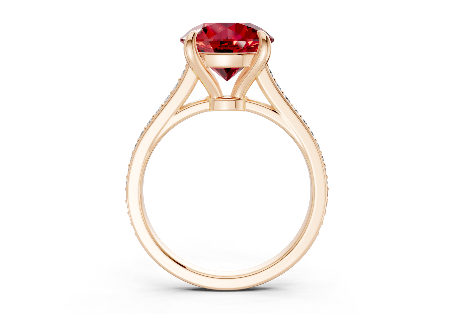 Adeline Ruby Gemstone Pave Round Cut 2mm Engagement Ring