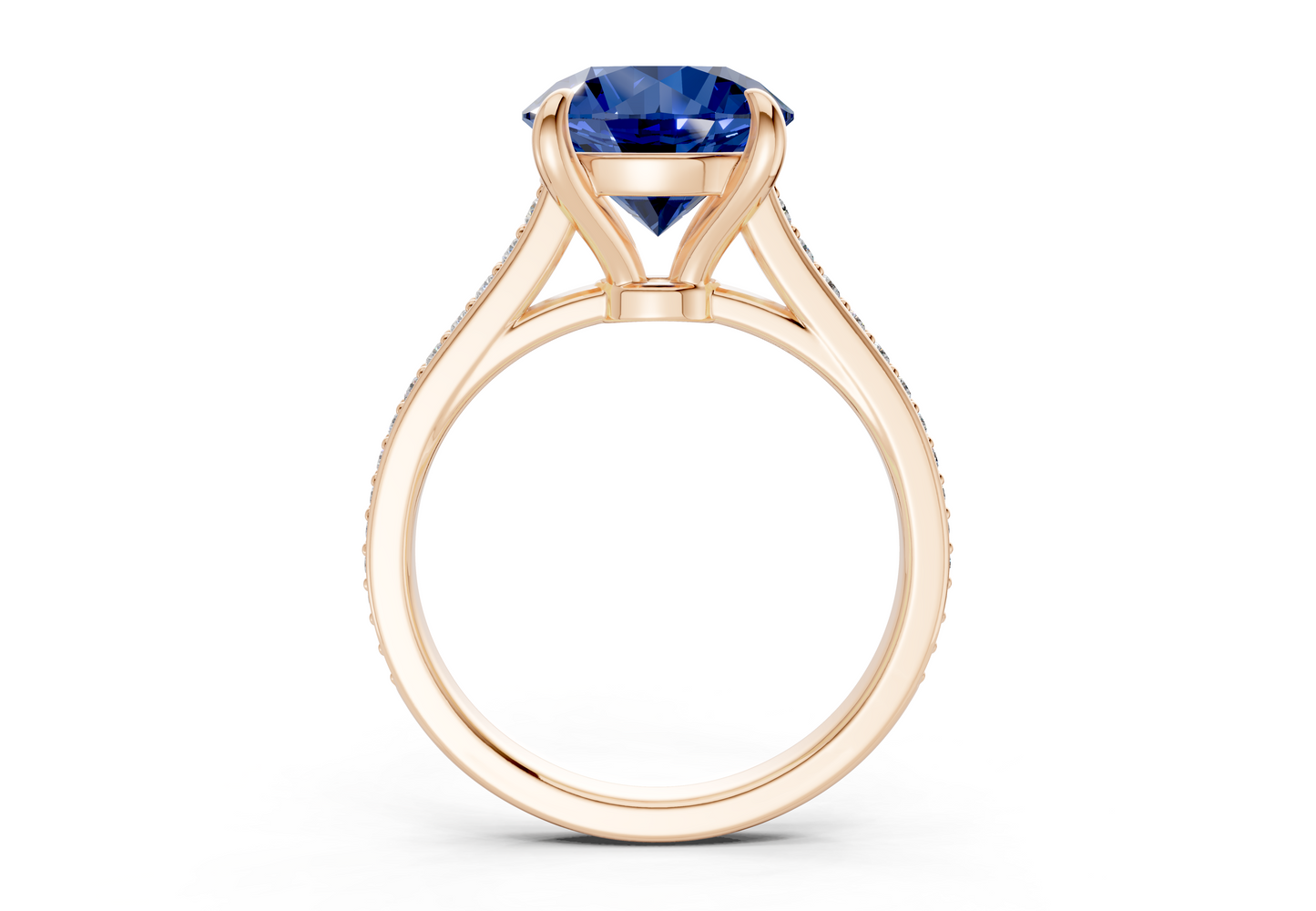 Adeline Sapphire Gemstone Pave Round Cut 2mm Engagement Ring