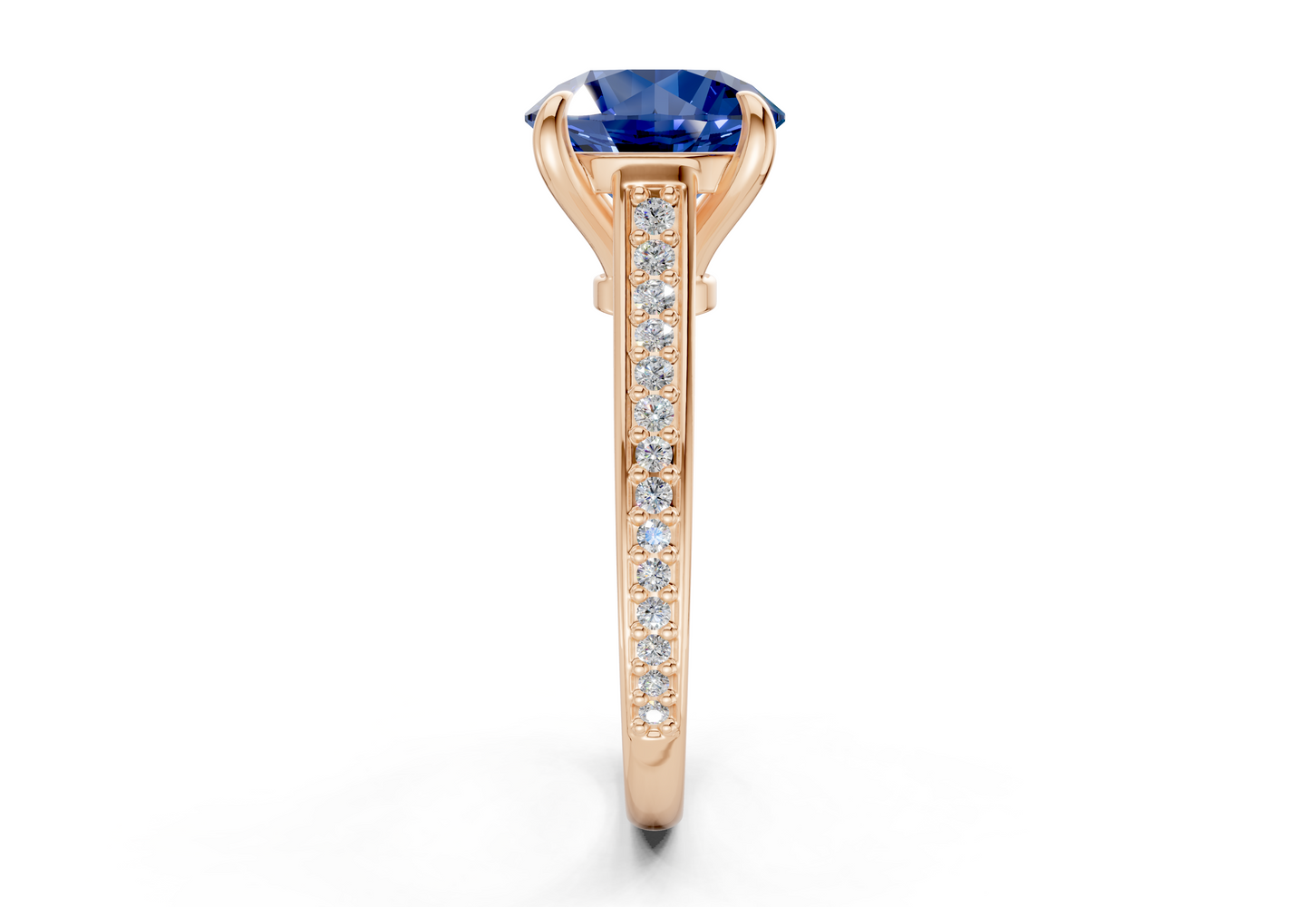 Adeline Sapphire Gemstone Pave Round Cut 2mm Engagement Ring