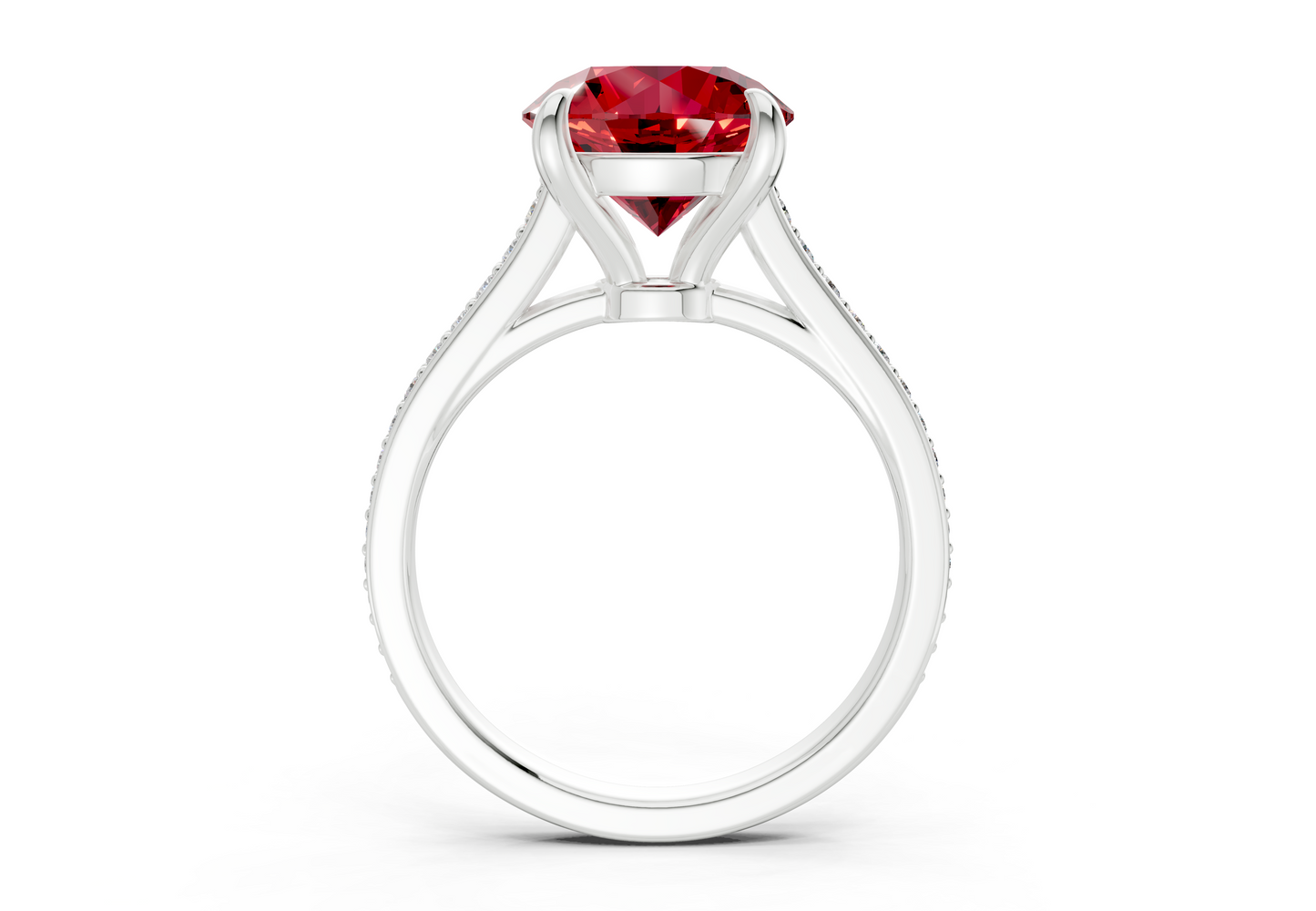 Adeline Ruby Gemstone Pave Round Cut 2mm Engagement Ring