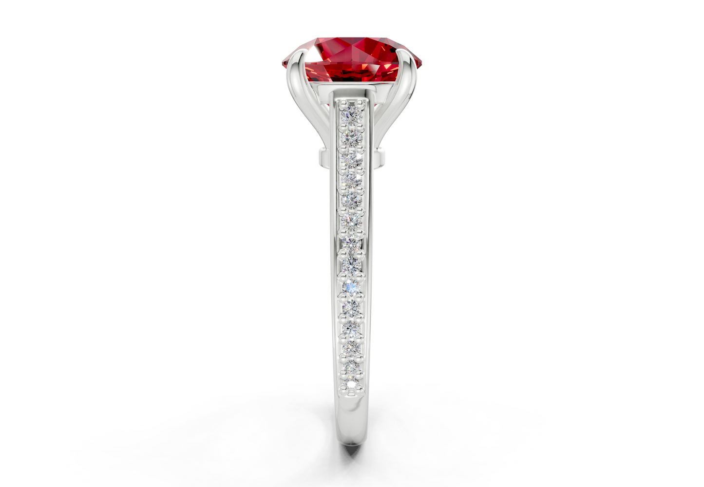 Adeline Ruby Gemstone Pave Round Cut 2mm Engagement Ring