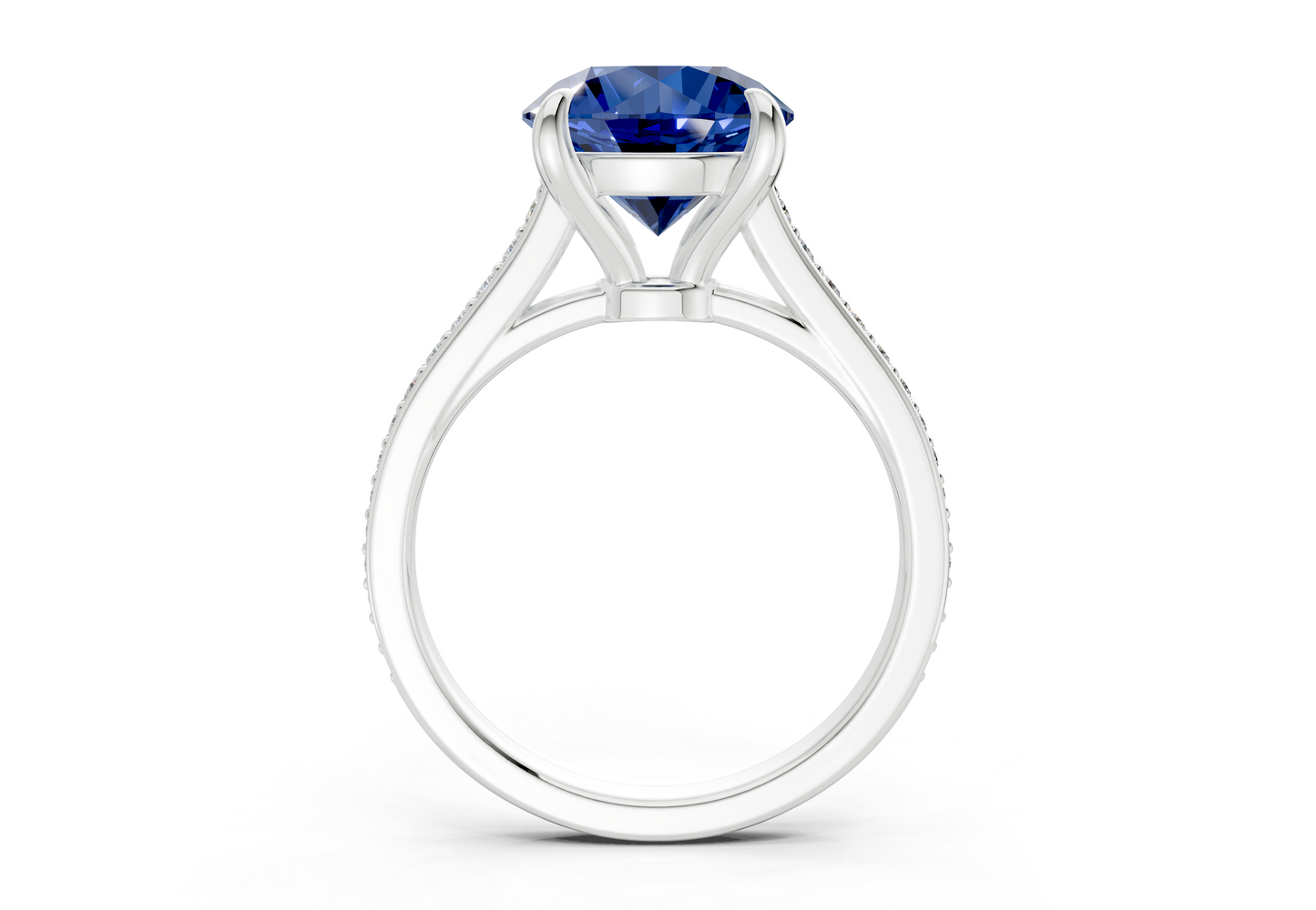 Adeline Sapphire Gemstone Pave Round Cut 2mm Engagement Ring