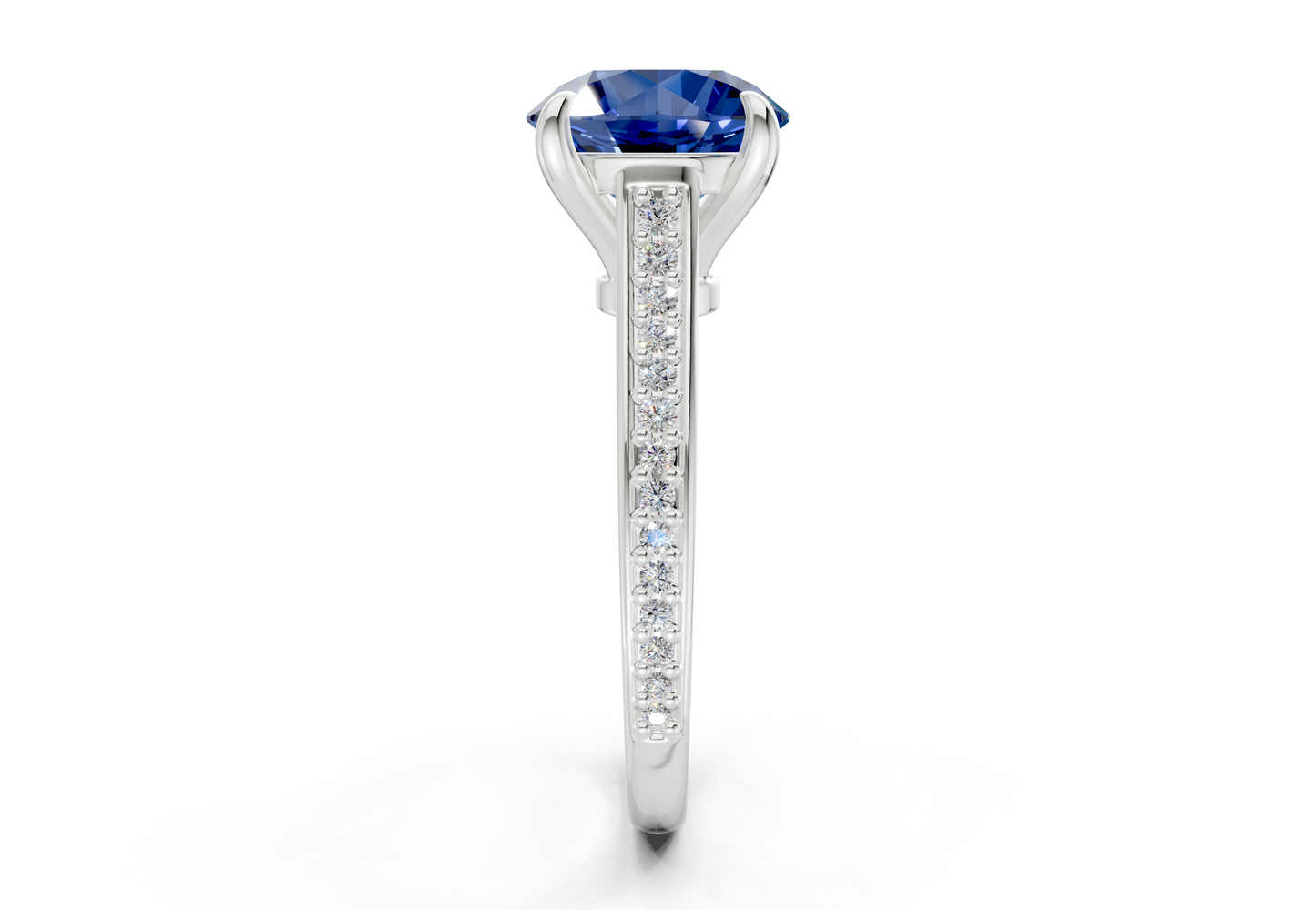 Adeline Sapphire Gemstone Pave Round Cut 2mm Engagement Ring