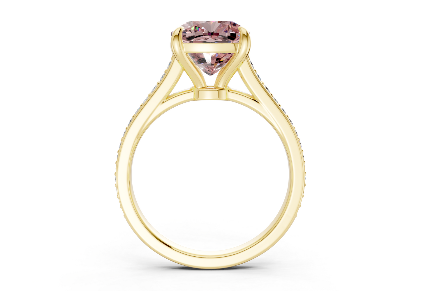 Adeline Pink Diamond Pave Cushion Square Cut 2mm Engagement Ring