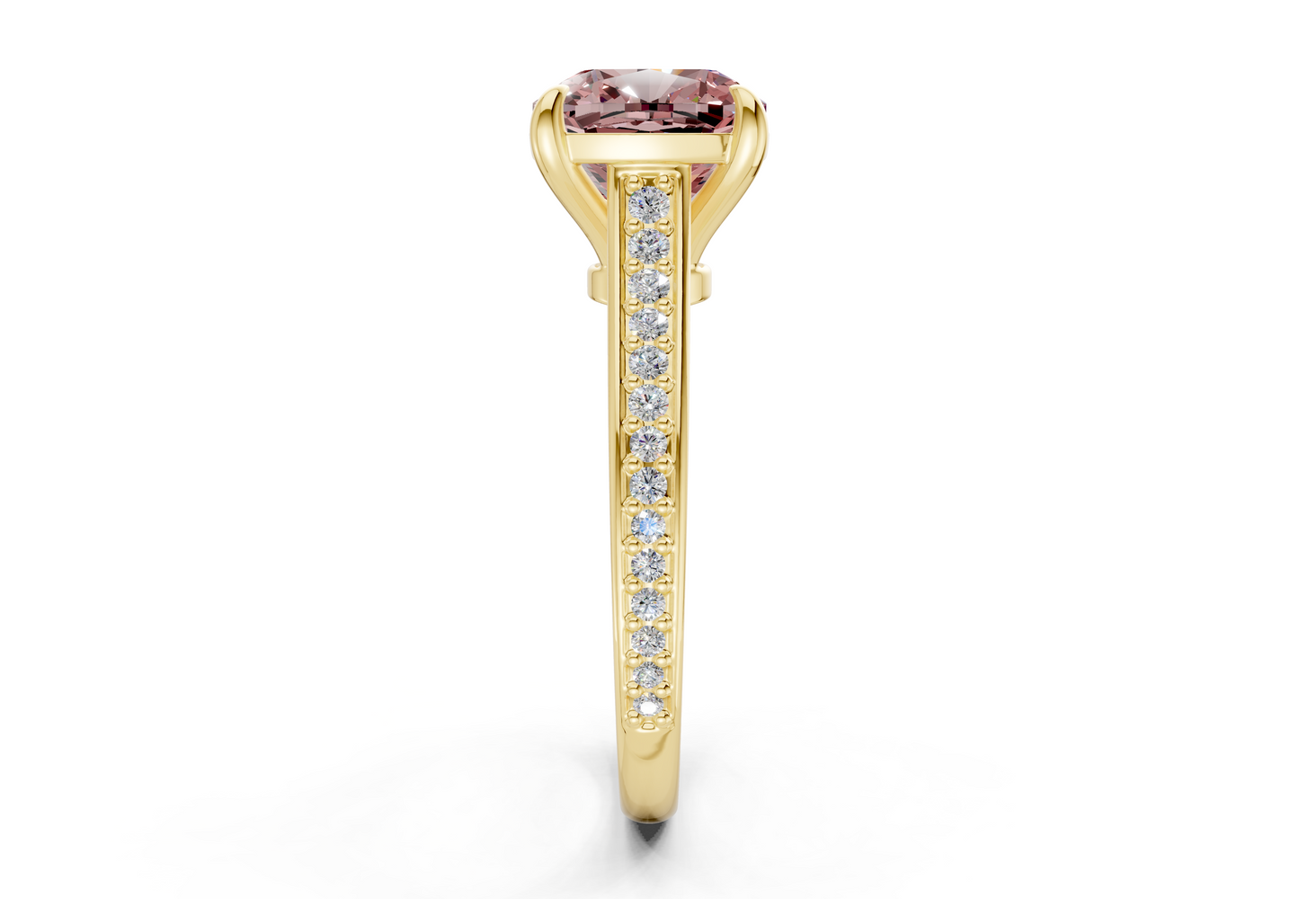Adeline Pink Diamond Pave Cushion Square Cut 2mm Engagement Ring