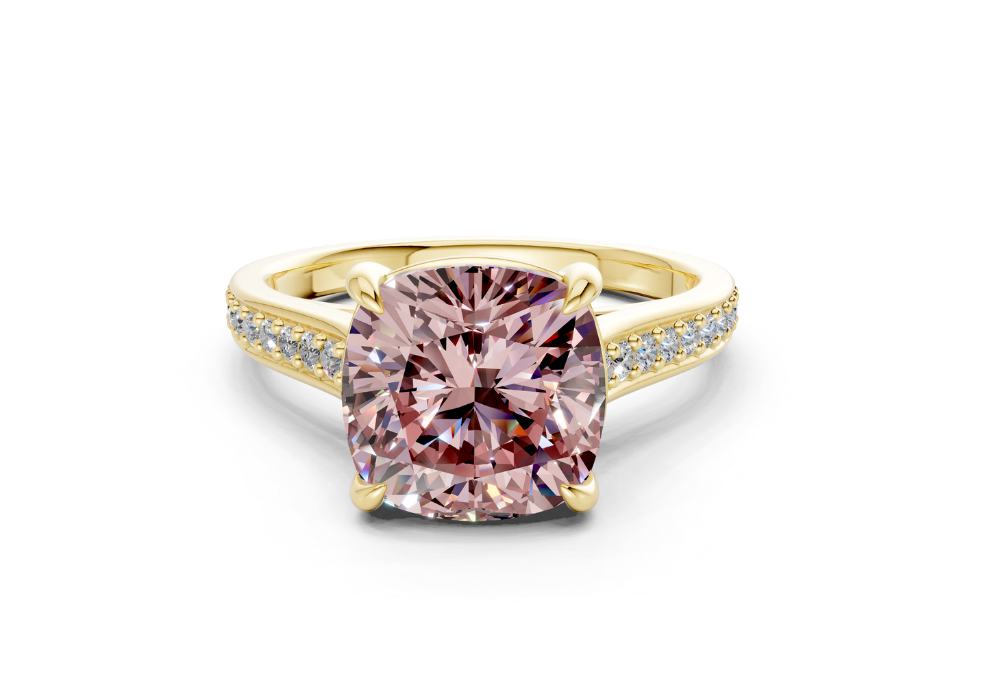 Adeline Pink Diamond Pave Cushion Square Cut 2mm Engagement Ring