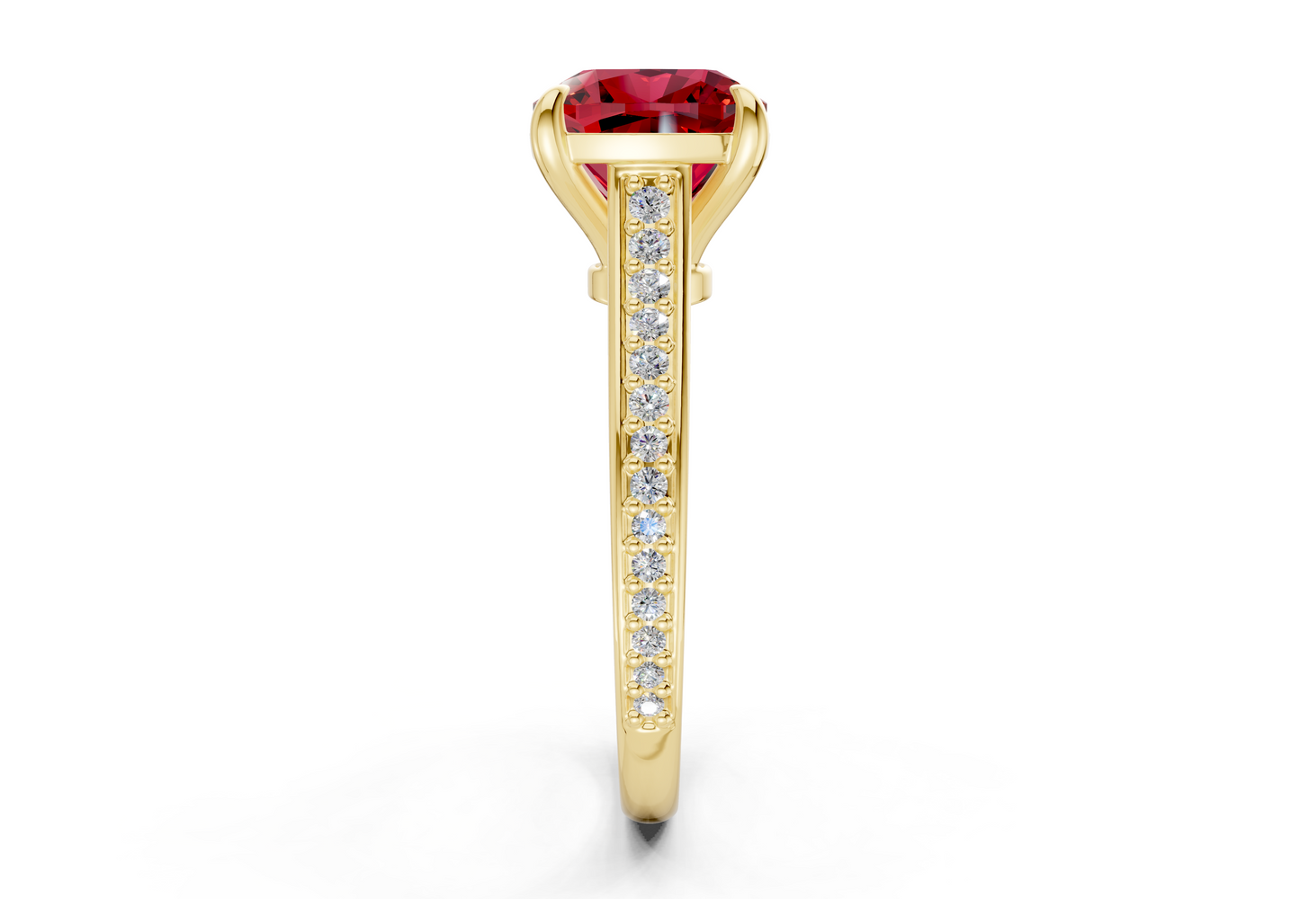 Adeline Ruby Gemstone Pave Cushion Square Cut 2mm Engagement Ring