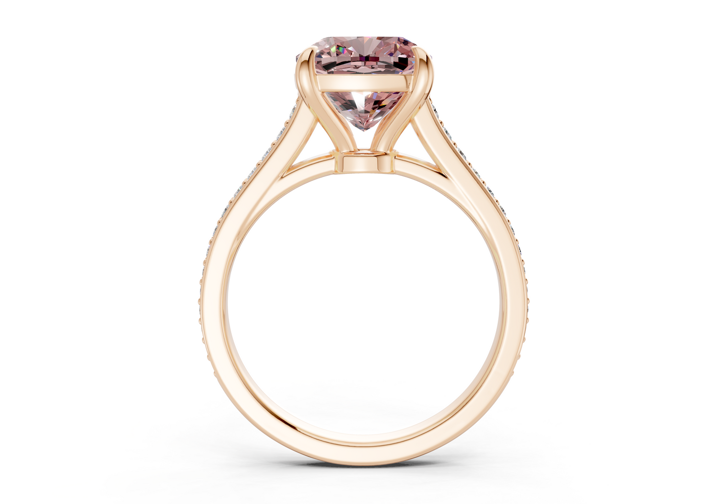 Adeline Pink Diamond Pave Cushion Square Cut 2mm Engagement Ring