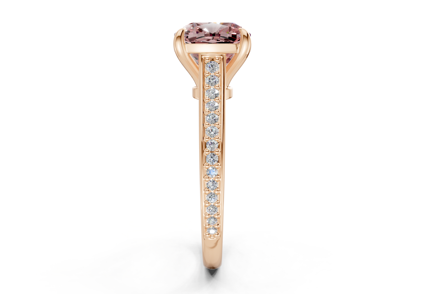 Adeline Pink Diamond Pave Cushion Square Cut 2mm Engagement Ring