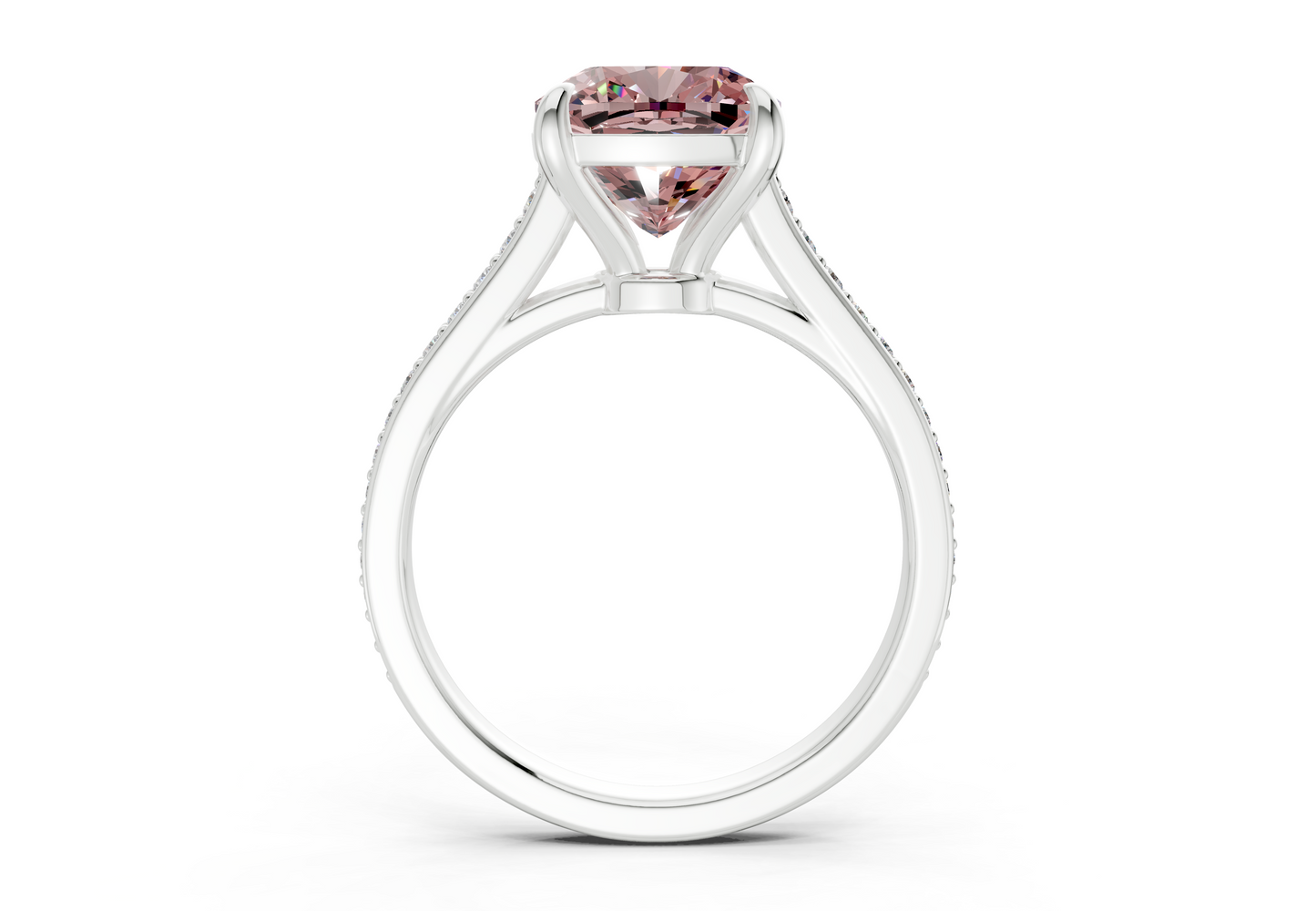 Adeline Pink Diamond Pave Cushion Square Cut 2mm Engagement Ring