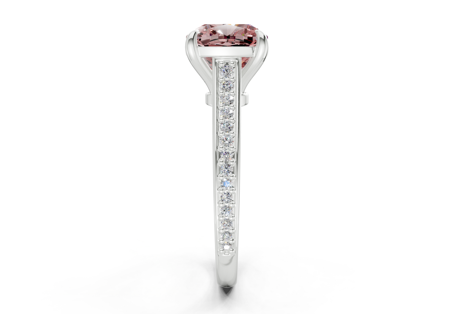 Adeline Pink Diamond Pave Cushion Square Cut 2mm Engagement Ring