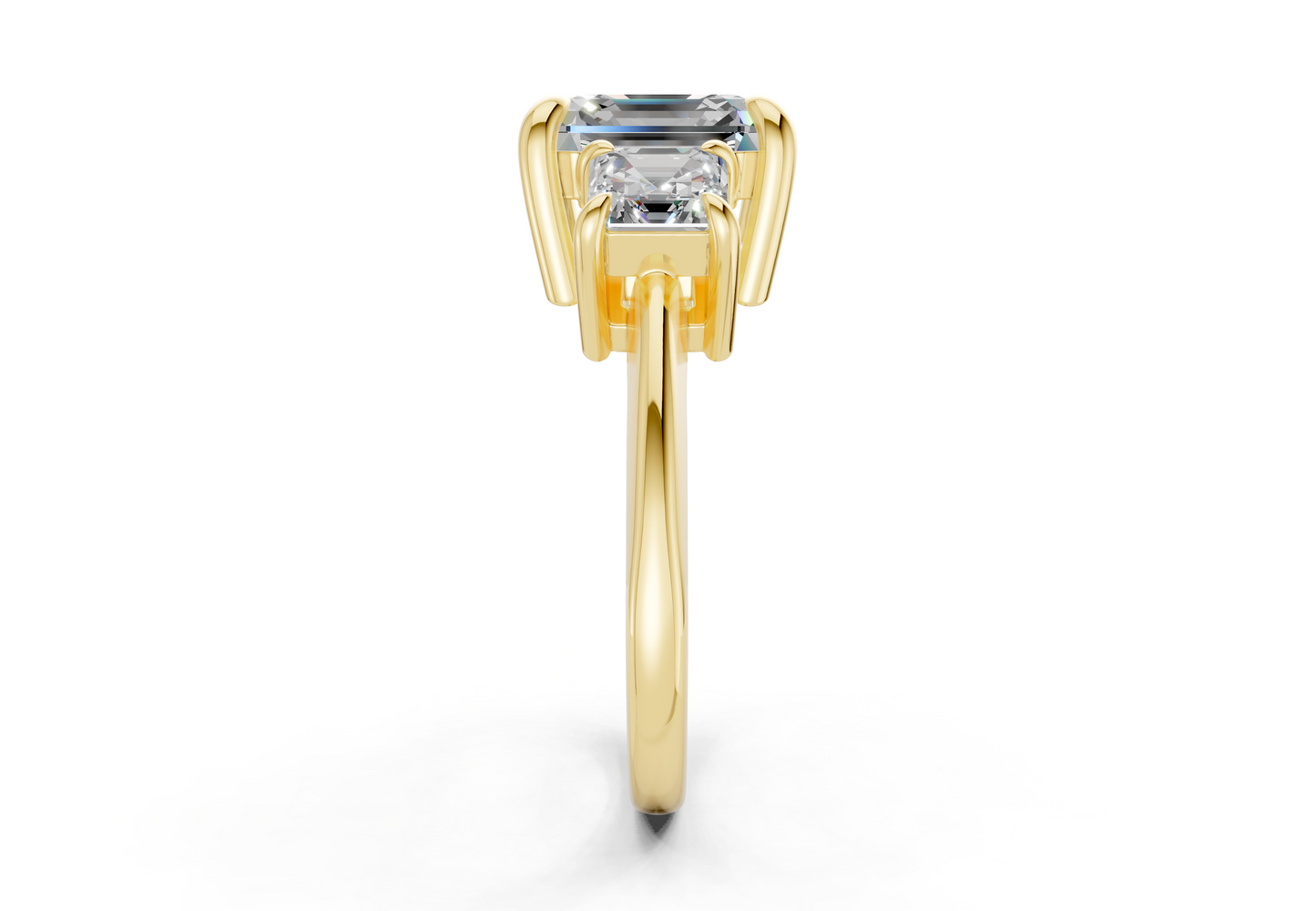 Valencia Diamond Three Stone Asscher Cut 2mm Engagement Ring