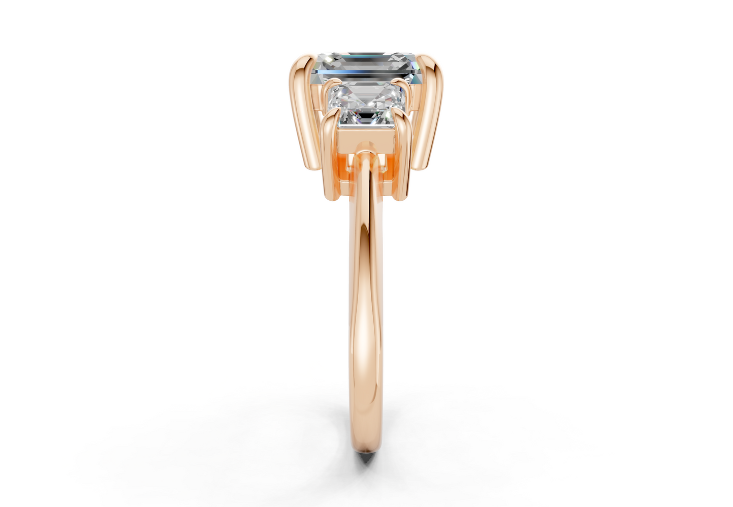 Valencia Diamond Three Stone Asscher Cut 2mm Engagement Ring