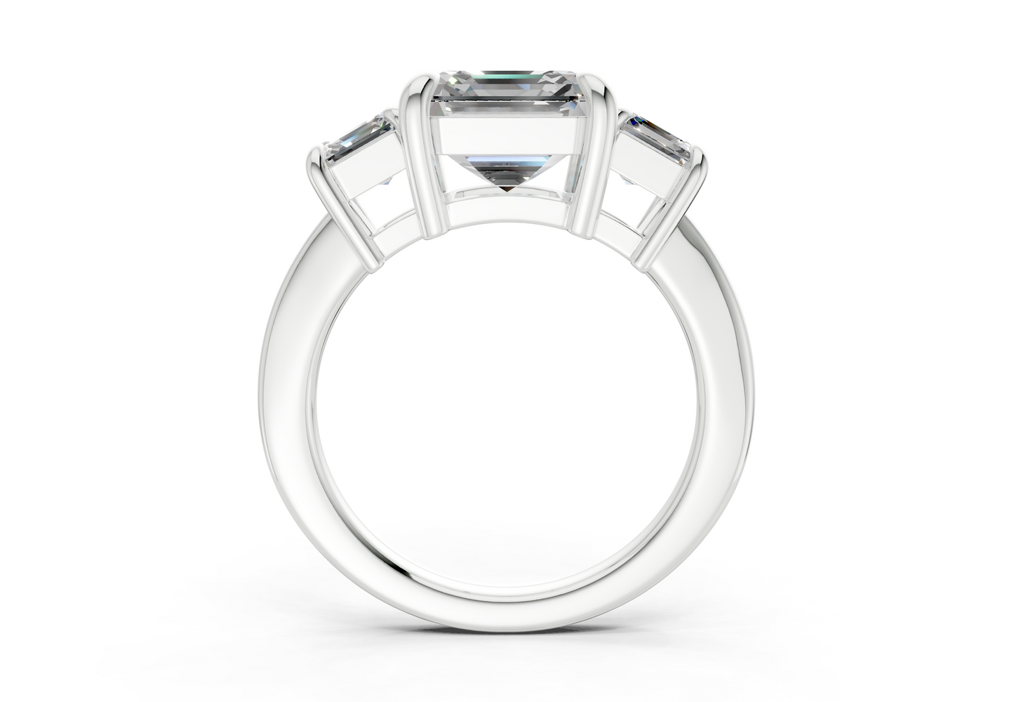 Valencia Diamond Three Stone Asscher Cut 2mm Engagement Ring