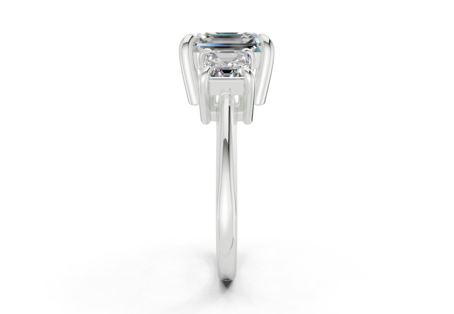 Valencia Diamond Three Stone Asscher Cut 2mm Engagement Ring