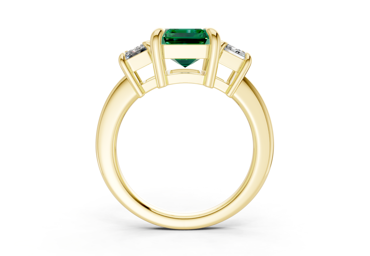 Valencia Emerald Gemstone Three Stone Emerald Cut 2mm Engagement Ring