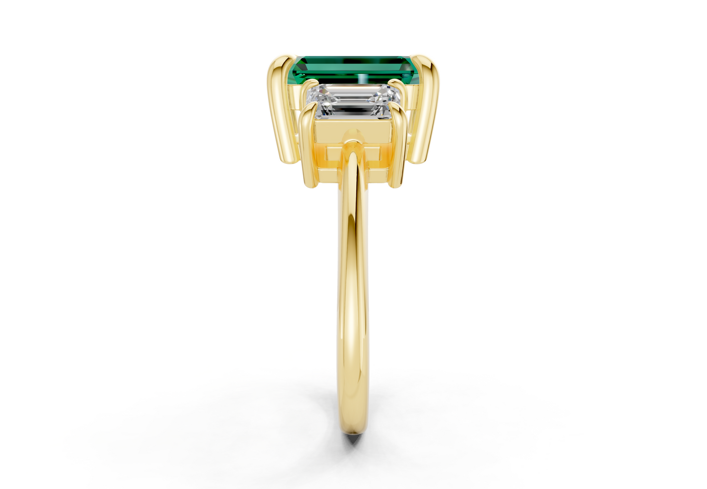 Valencia Emerald Gemstone Three Stone Emerald Cut 2mm Engagement Ring