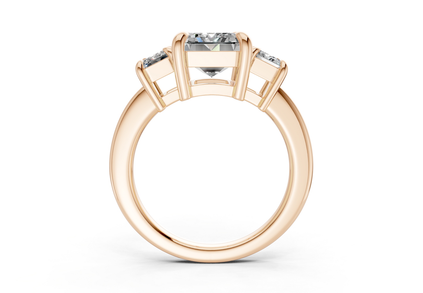 Valencia Diamond Three Stone Emerald Cut 2mm Engagement Ring