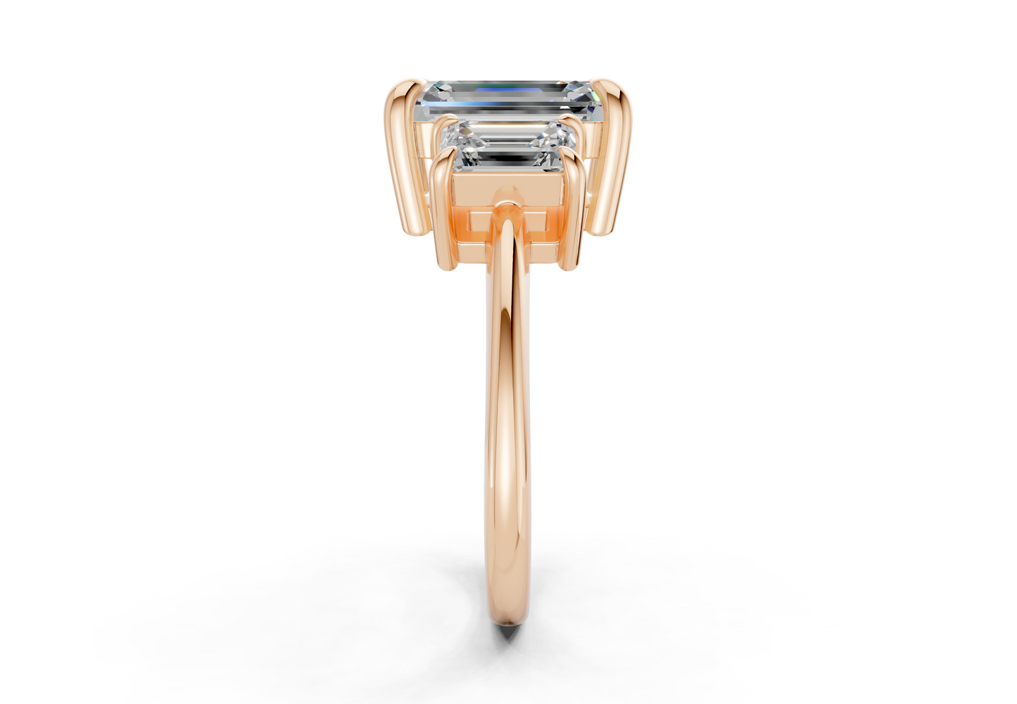 Valencia Diamond Three Stone Emerald Cut 2mm Engagement Ring