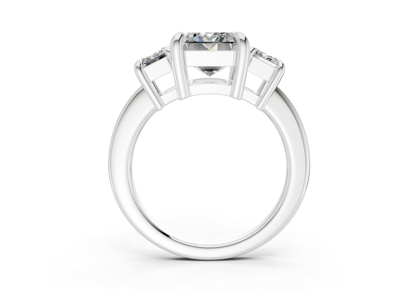 Valencia Diamond Three Stone Emerald Cut 2mm Engagement Ring