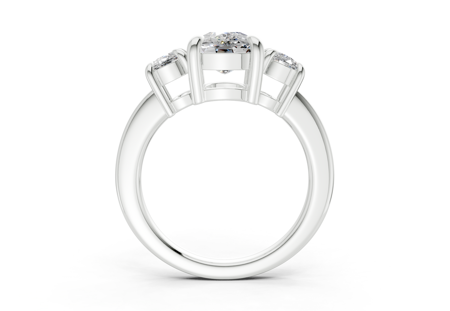 Valencia Diamond Three Stone Elongated Cushion Cut 2mm Engagement Ring