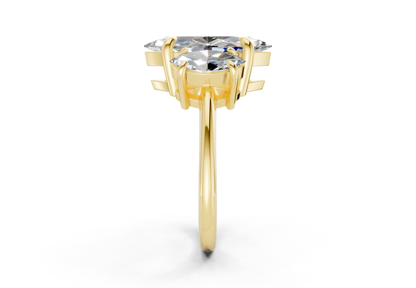 Valencia Diamond Three Stone Marquise Cut 2mm Engagement Ring