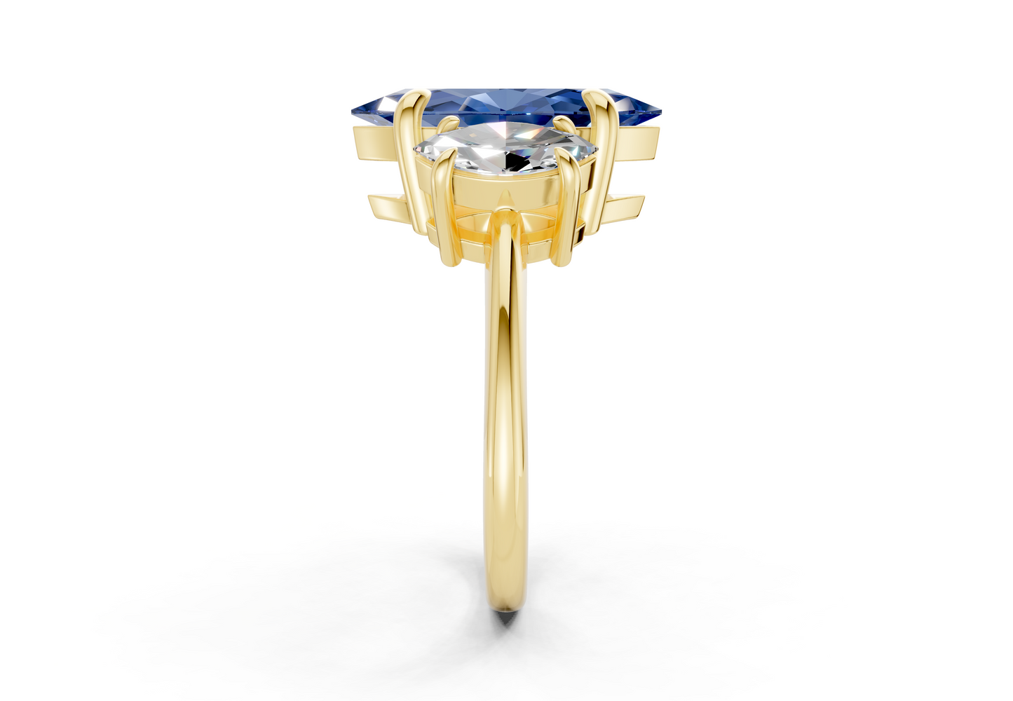 Valencia Sapphire Gemstone Three Stone Marquise Cut 2mm Engagement Ring